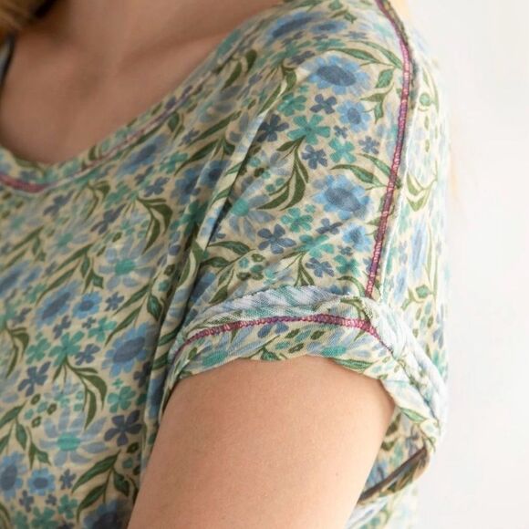 Natural Life Cotton Tee Mini Dress Frankie Knit Blue Floral Tshirt Dress XL NWT - Picture 4 of 13